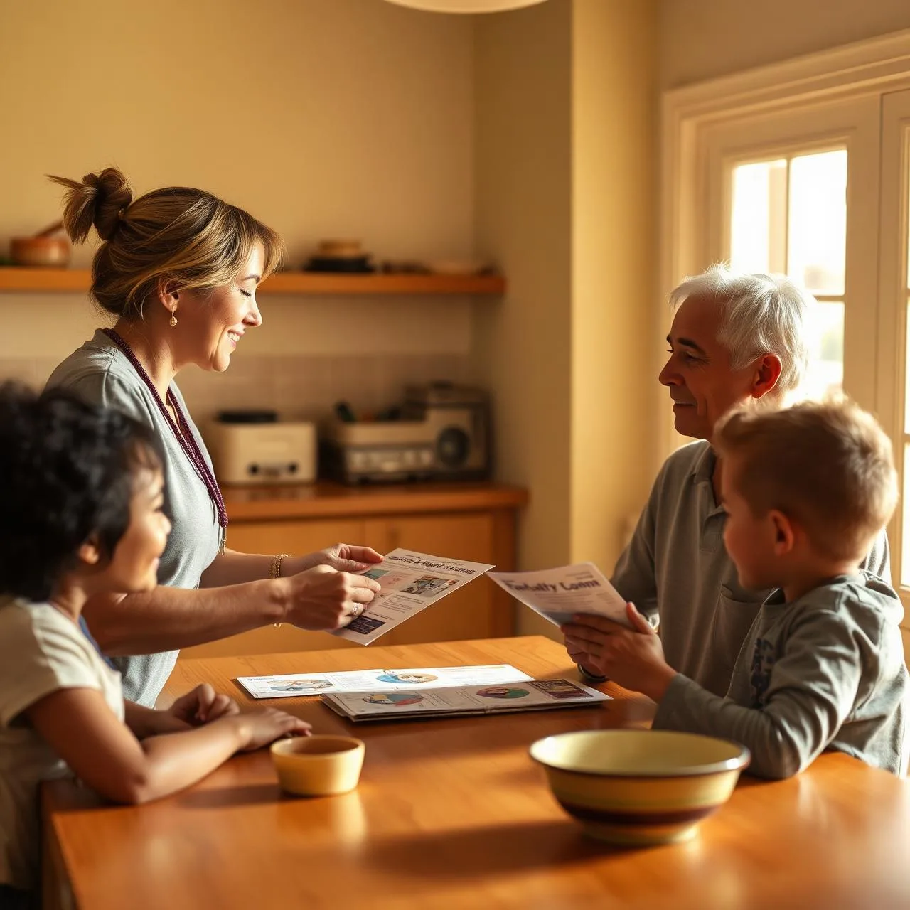 A community health worker speaking with a family