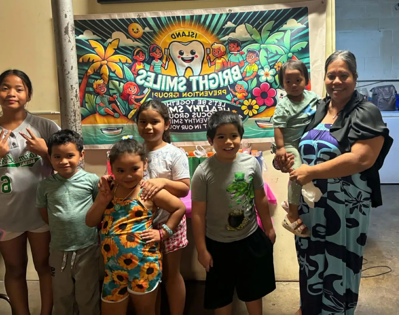 Children gathered at the Island Bright Smiles Prevention Group event