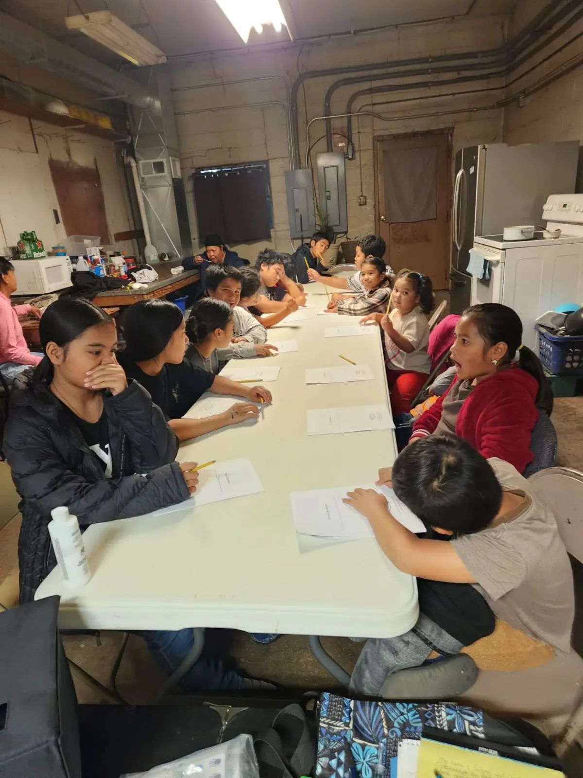 Children at a community oral health workshop